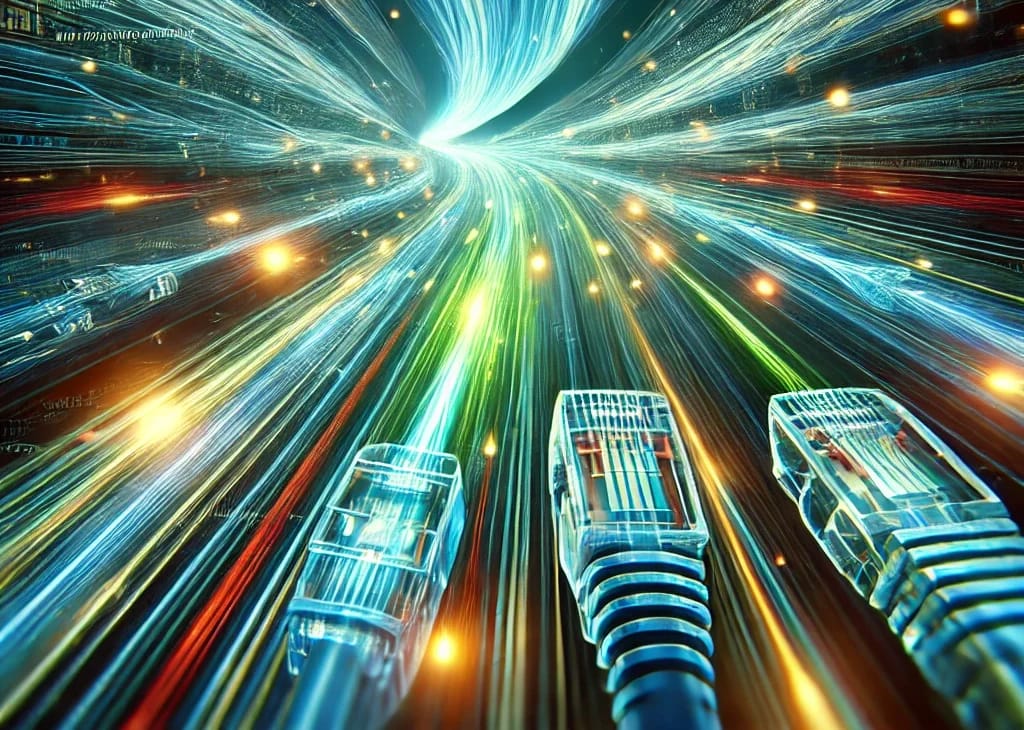 a computer cables in a tunnel of data