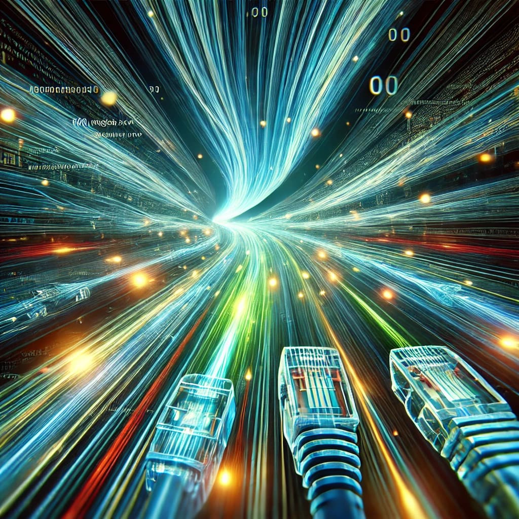 a computer cables in a tunnel of data